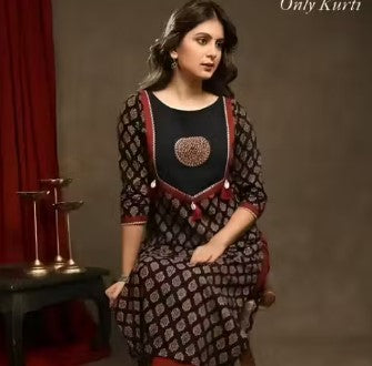 Traditional Cotton Ajrakh Printed Kurti