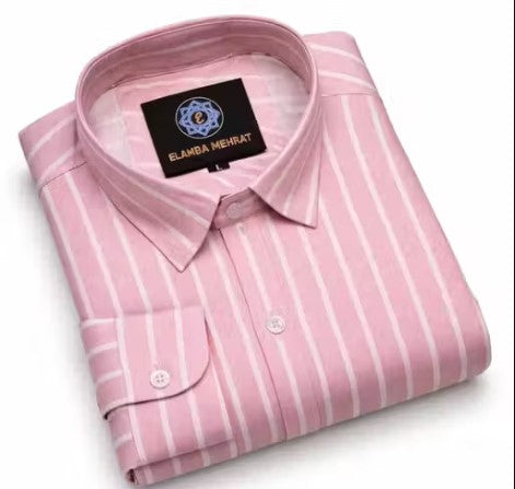 ELAMBA MEHRAT Men's Premium Lining Pink Cotton Blend Shirt